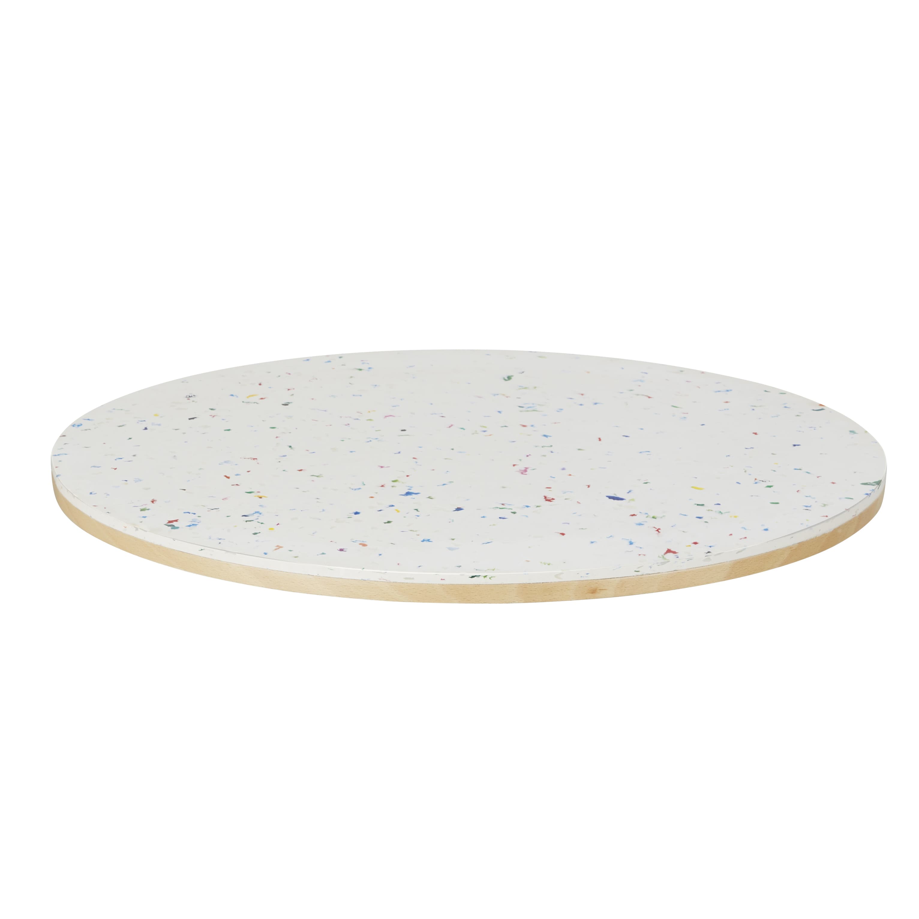 Plateau de table professionnel rond en plastique recyclé Le Pavé® effet terrazzo 2 personnes D70
