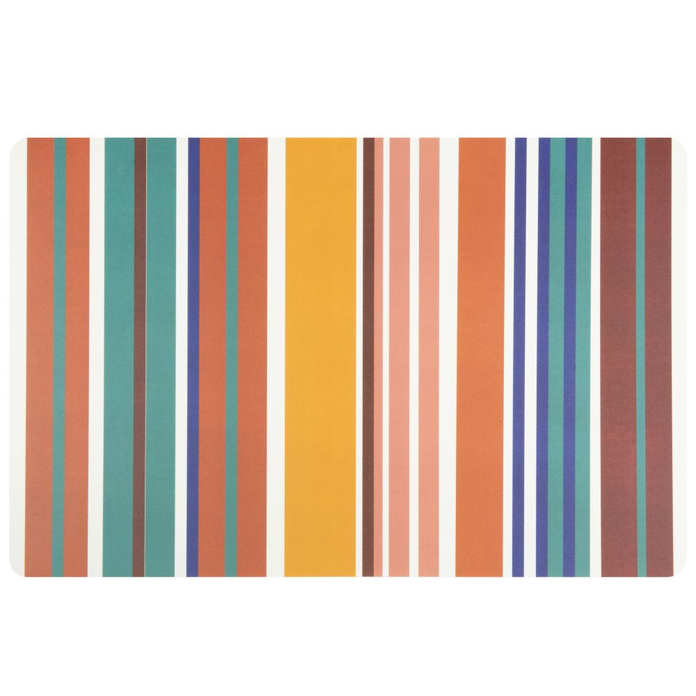 Plateau en polypropylène motifs à rayures multicolores Plateau en polypropylène motifs à rayures multicolores