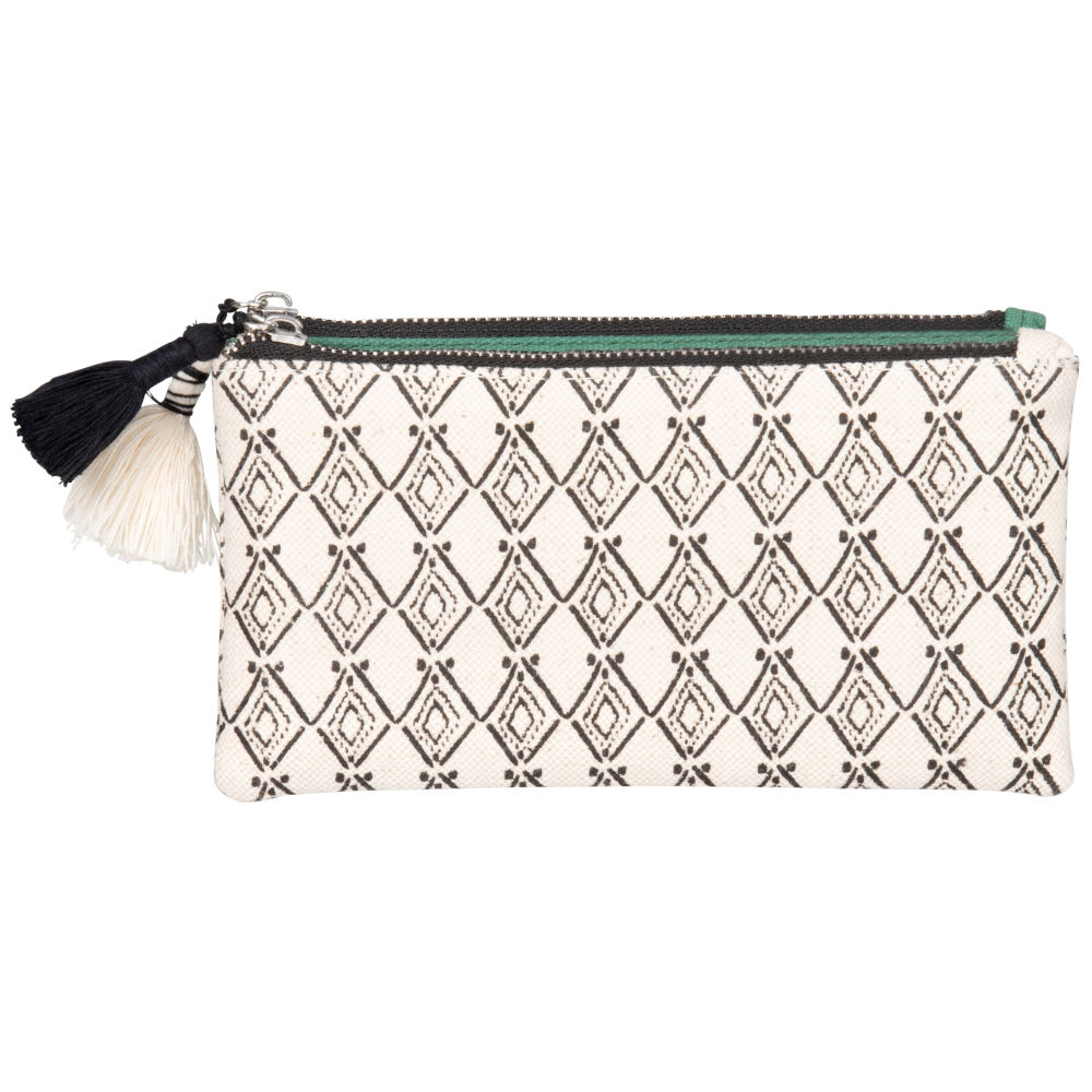 Pochette double en coton et lin beige et noire Pochette double en coton et lin beige et noire