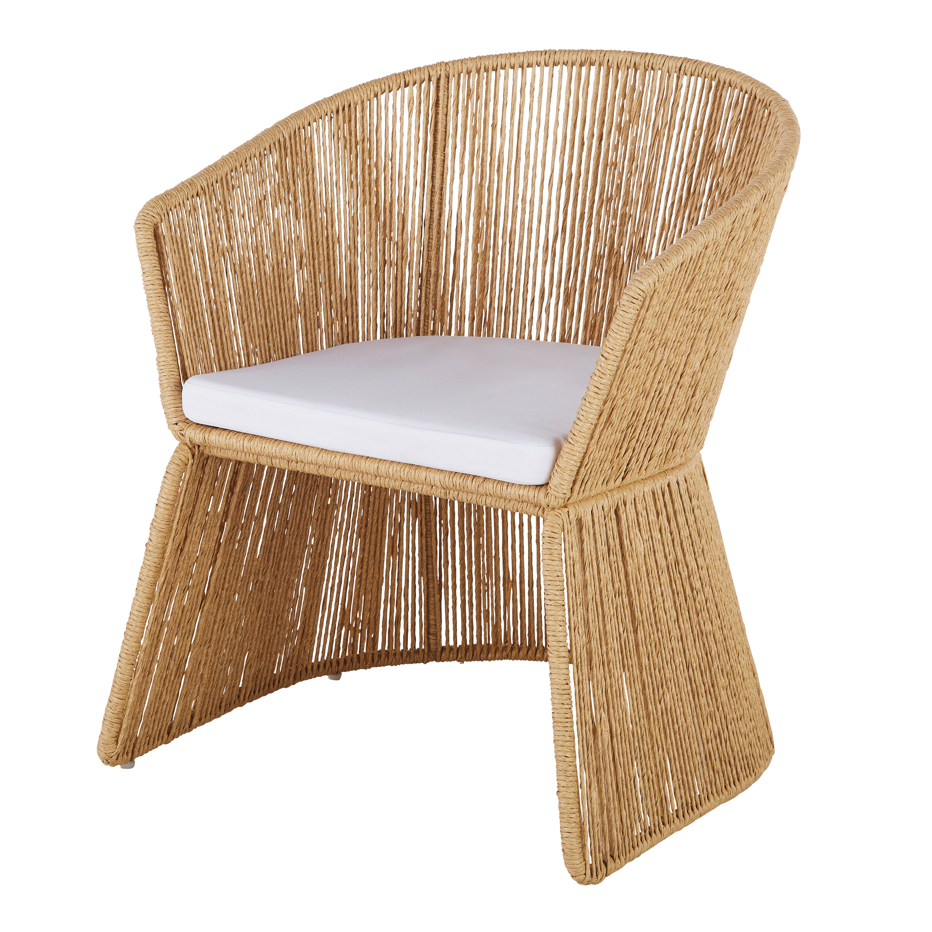 Poltrona da pranzo da giardino professionale in resina riciclata beige e cuscino écru - Modello Esotico - Resina - Maisons du Monde