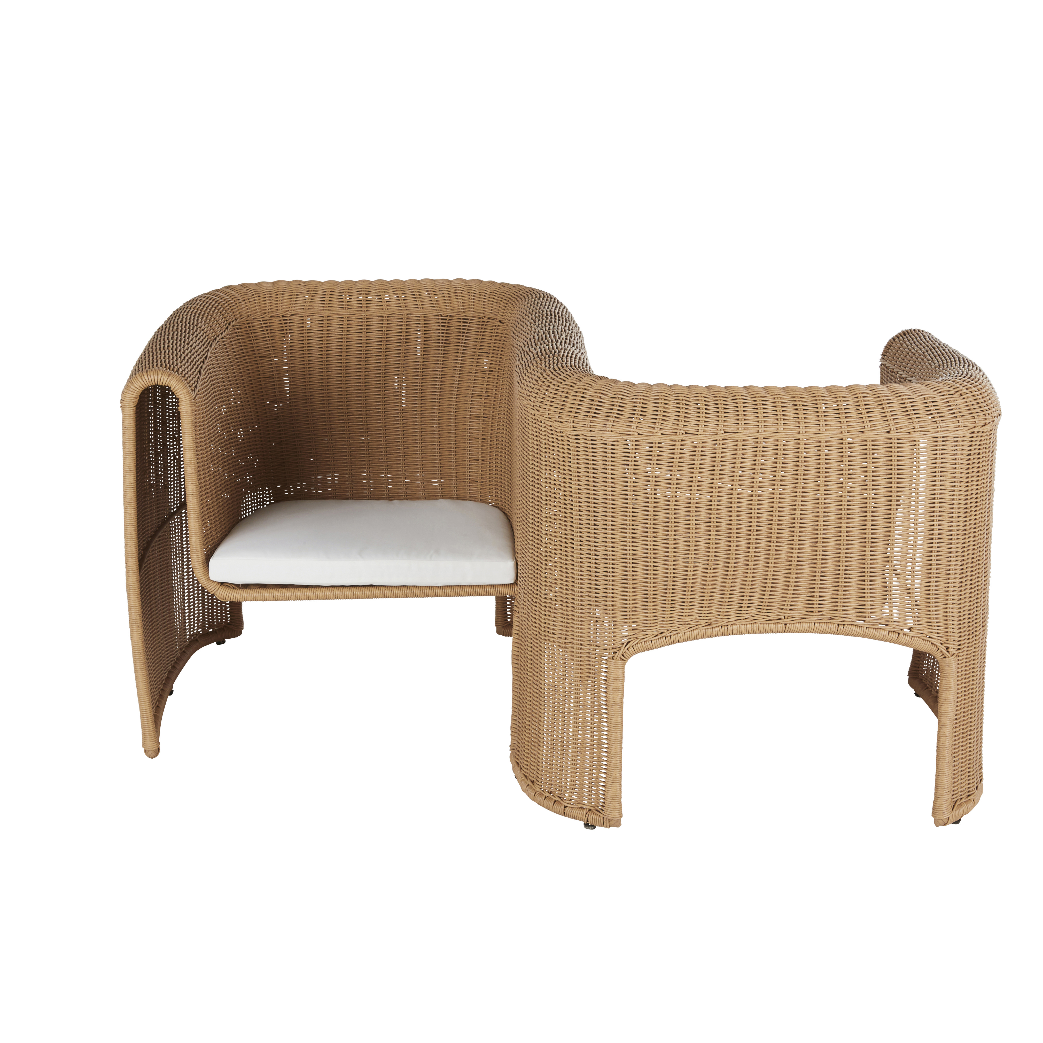 Poltrona doppia da giardino professionale in resina beige e poliestere riciclato écru - Modello Esotico - Bianco - Pvc e sintetico - Maisons du Monde