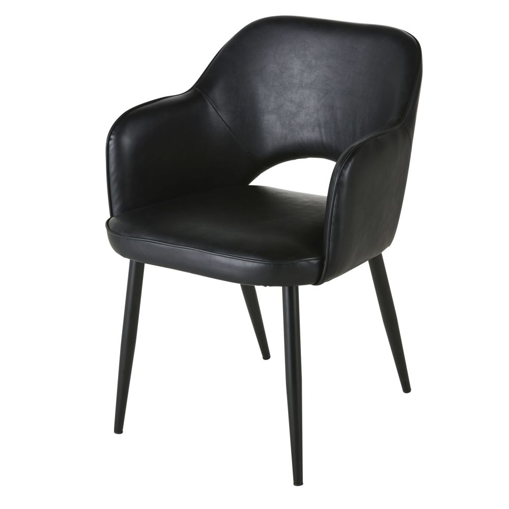 Poltrona professionale in metallo nero - Modello Vintage - Nero - Microfibra - Maisons du Monde