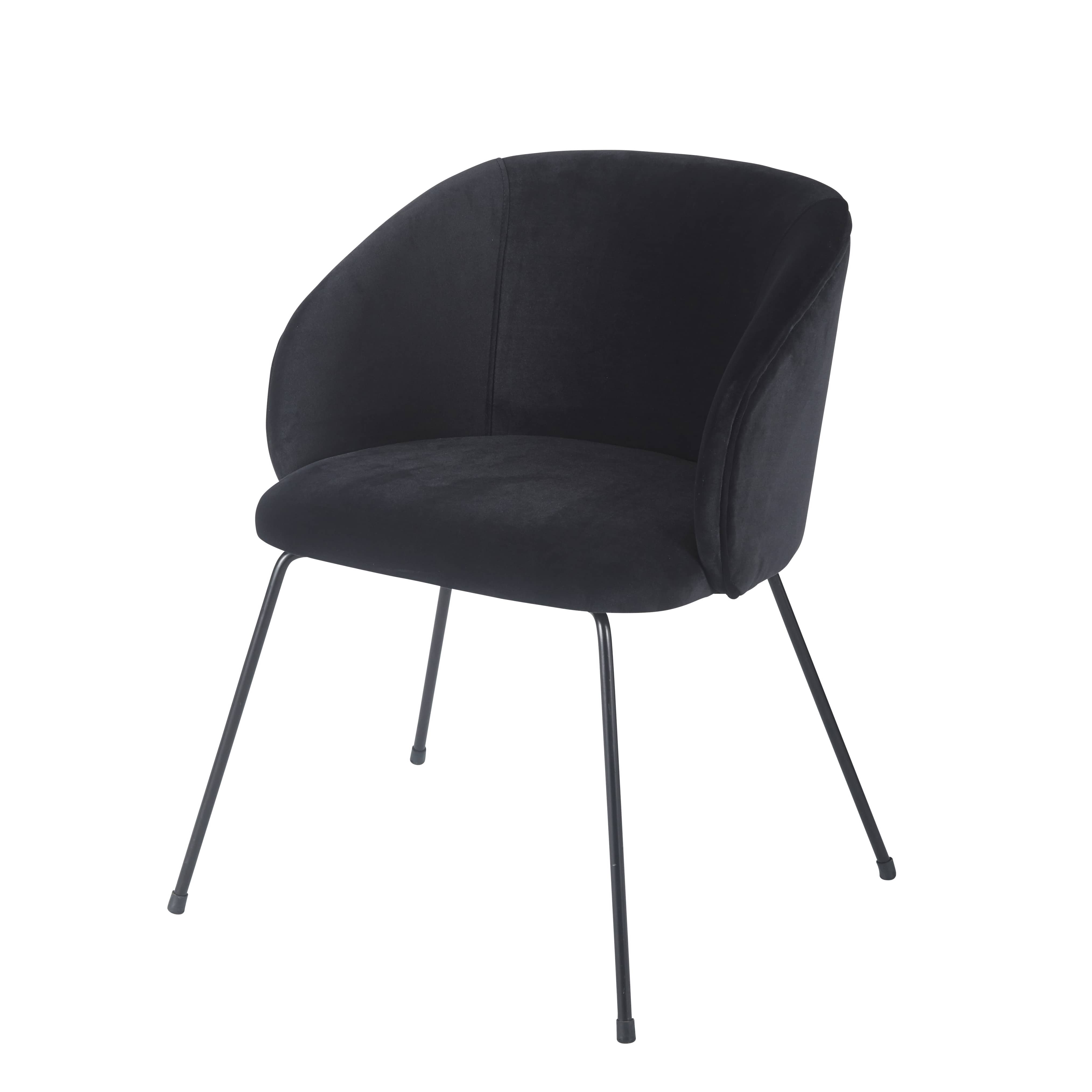 Poltrona professionale in velluto nero - Modello Contemporaneo - Nero - Polyester - Maisons du Monde