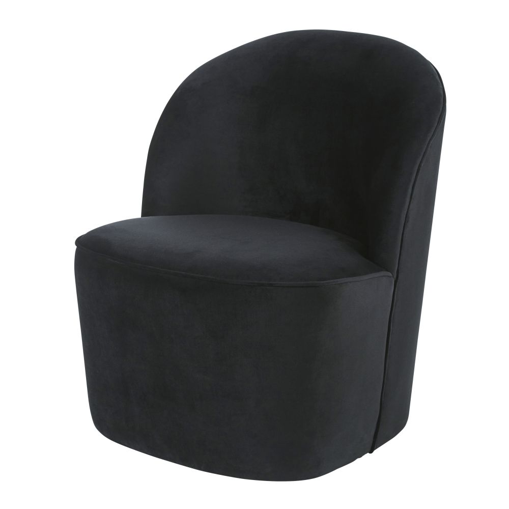 Poltrona professionale in velluto riciclato nero - Modello Vintage - Nero - Polyester - Maisons du Monde