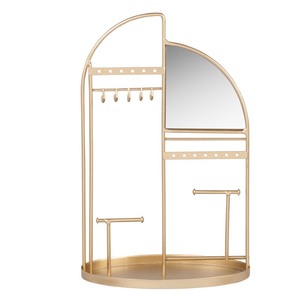 Porte-bijoux avec miroir en métal doré Porte-bijoux avec miroir en métal doré