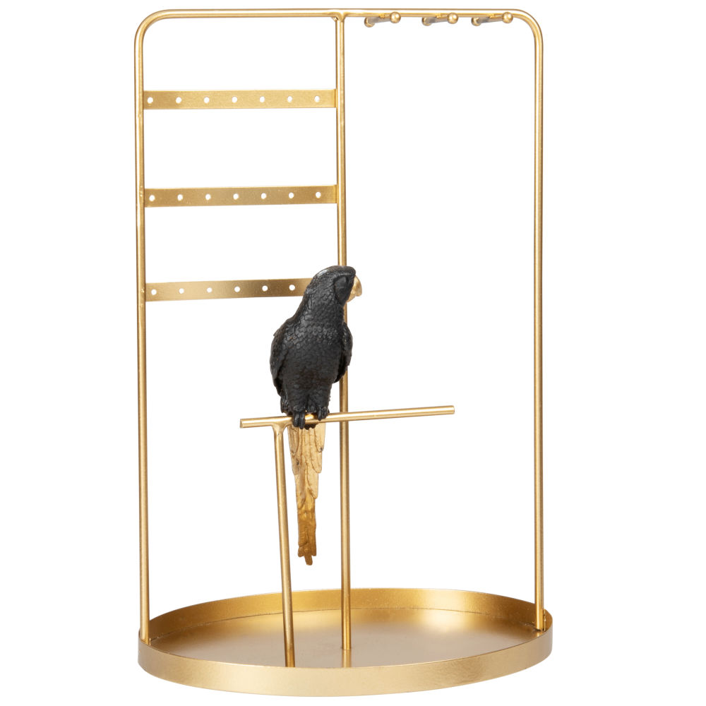 Porte-bijoux avec perroquet en métal doré Porte-bijoux avec perroquet en métal doré