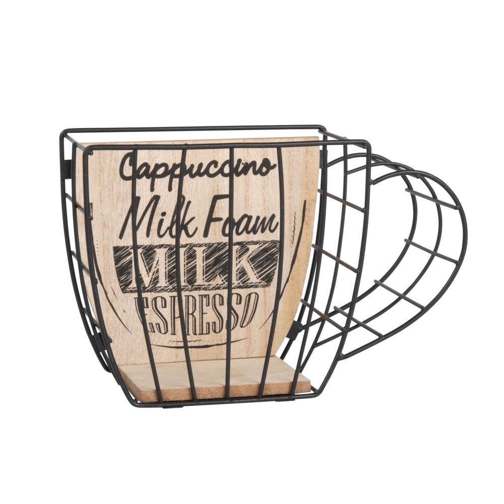 Porte-capsules tasse en métal noir Porte-capsules tasse en métal noir