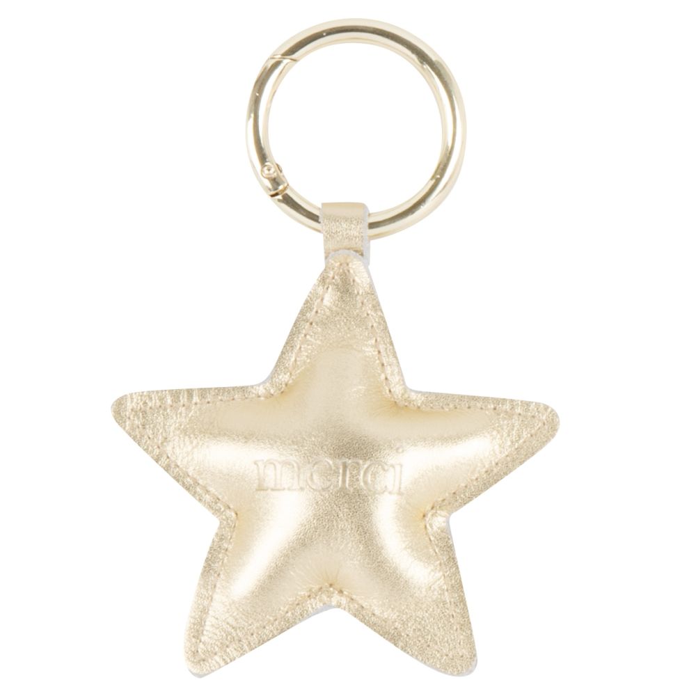Porte-clés étoile en cuir et inscription dorés