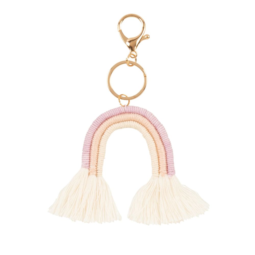 Porte-clés rainbow blanc, rose et doré