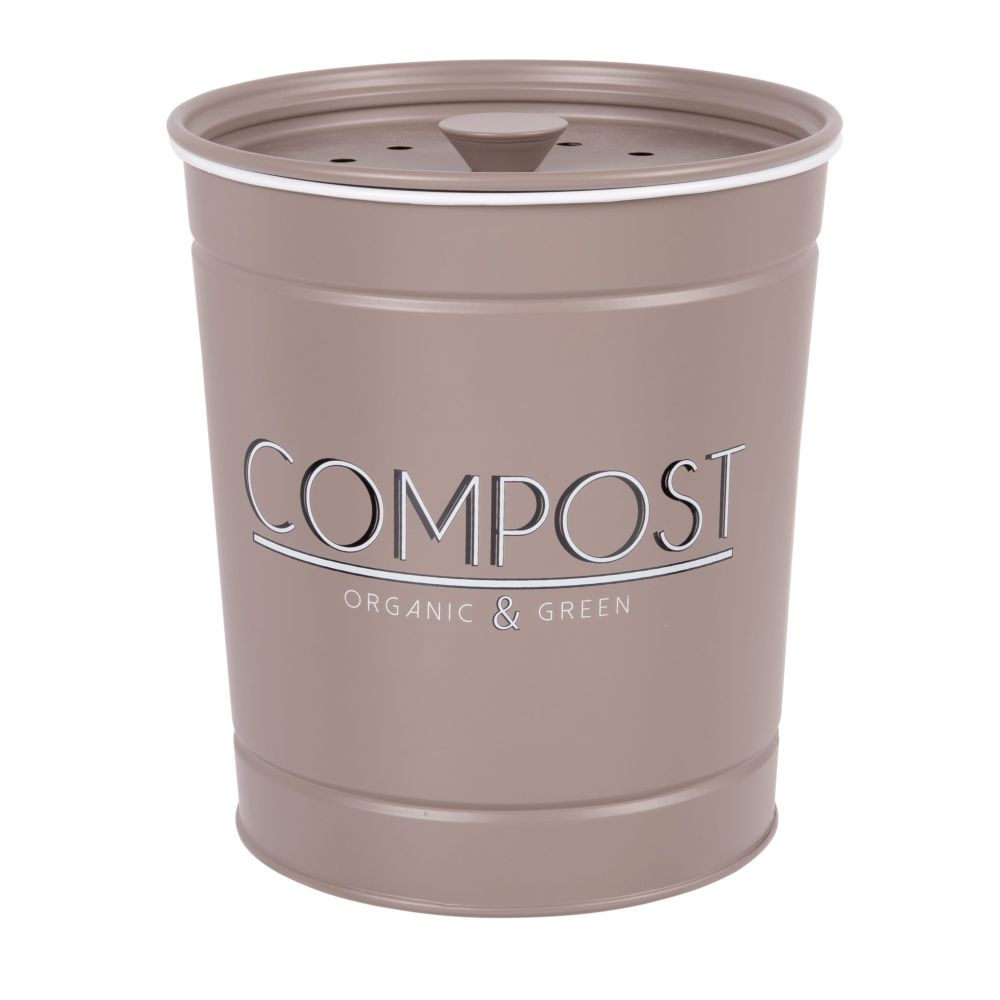 Pot à compost en métal gris et noir H18