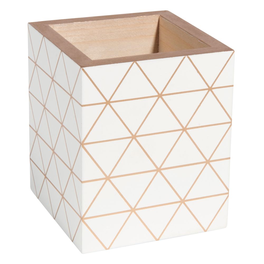 Pot à crayons blanc motifs triangles Pot à crayons blanc motifs triangles
