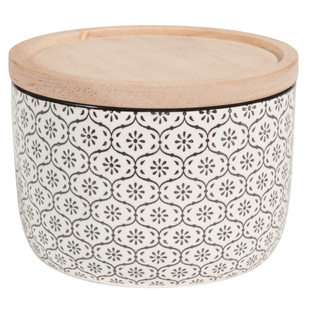 Pot en grès à motifs noirs et blancs Pot en grès à motifs noirs et blancs