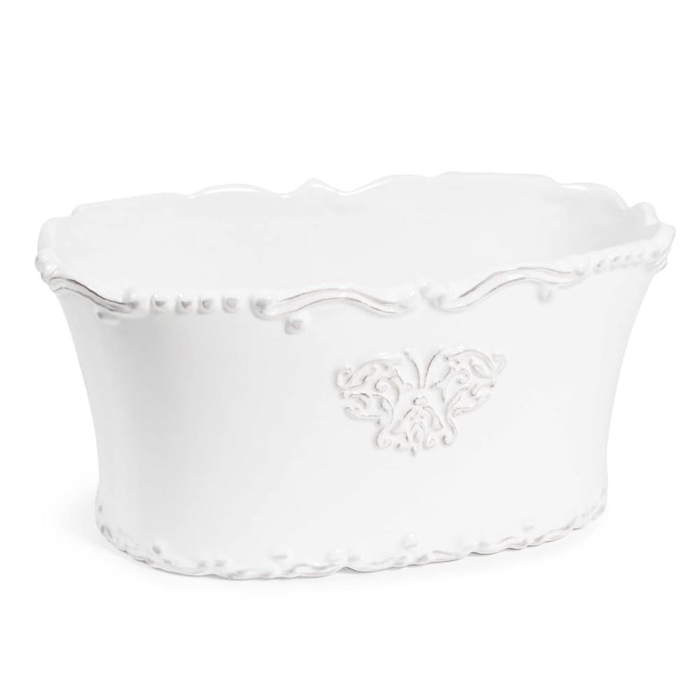 Pot ovale en céramique blanche H 11 cm Pot ovale en céramique blanche H 11 cm