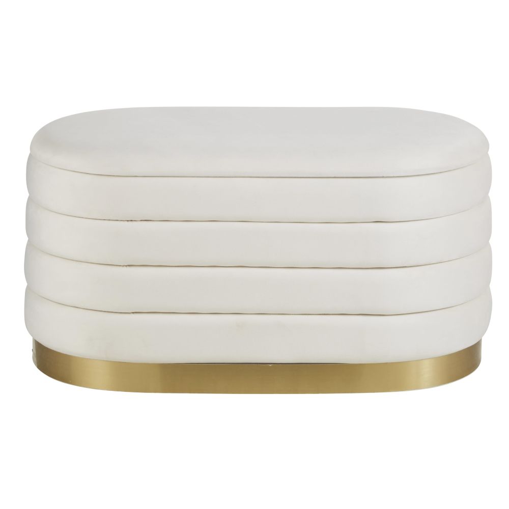 Pouf coffre de rangement blanc et doré Pouf coffre de rangement blanc et doré