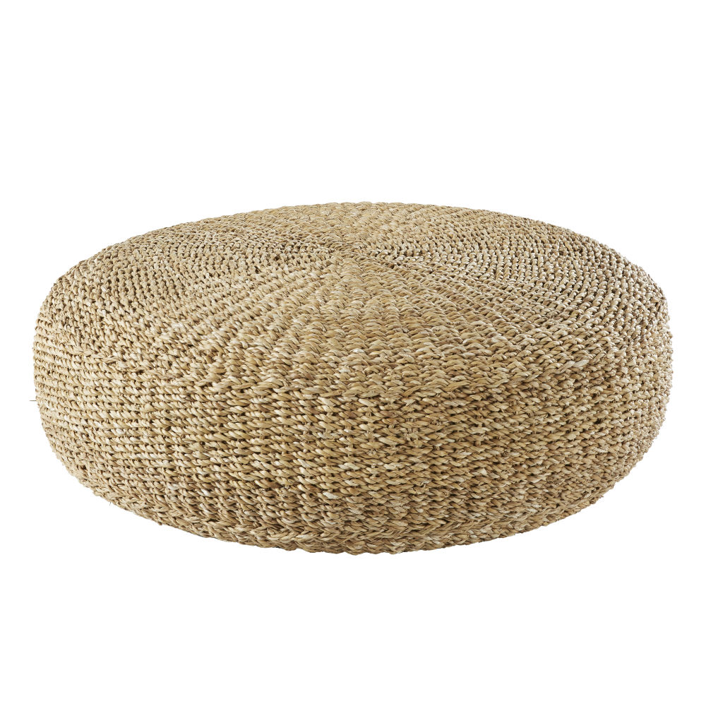 Pouf en coton et fibre végétale tressée Pouf en coton et fibre végétale tressée