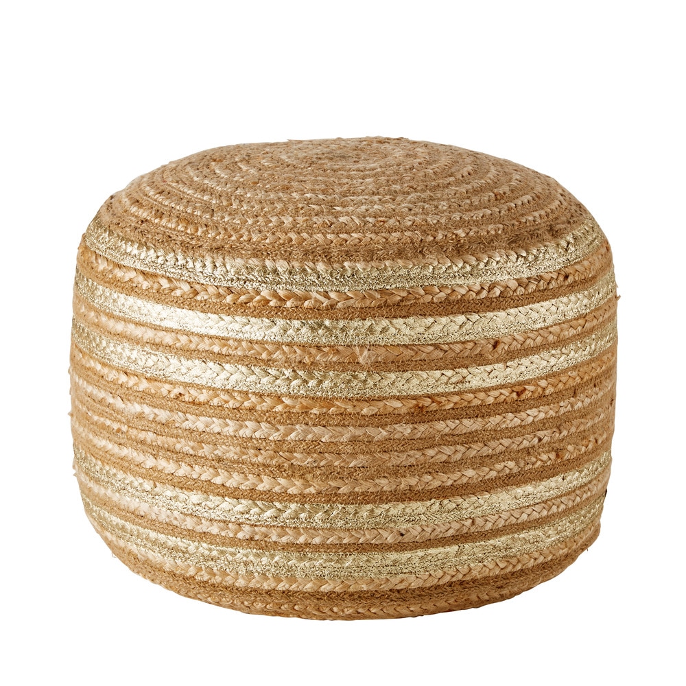 Pouf en jute imprimé doré Pouf en jute imprimé doré