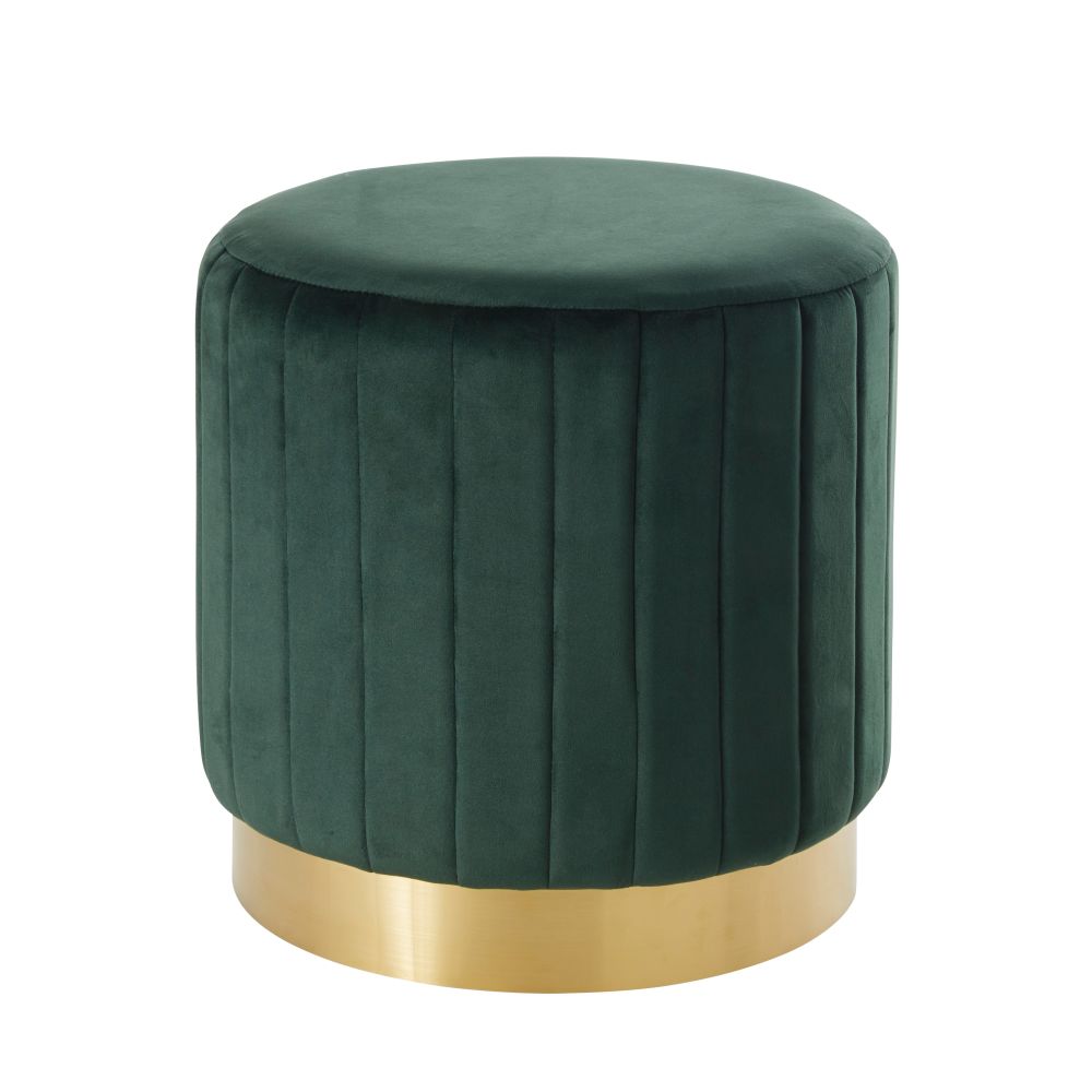 Pouf en velours vert et métal doré Pouf en velours vert et métal doré
