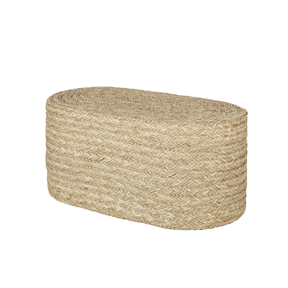 Pouf gélule en fibre végétale tressée marron Pouf gélule en fibre végétale tressée marron