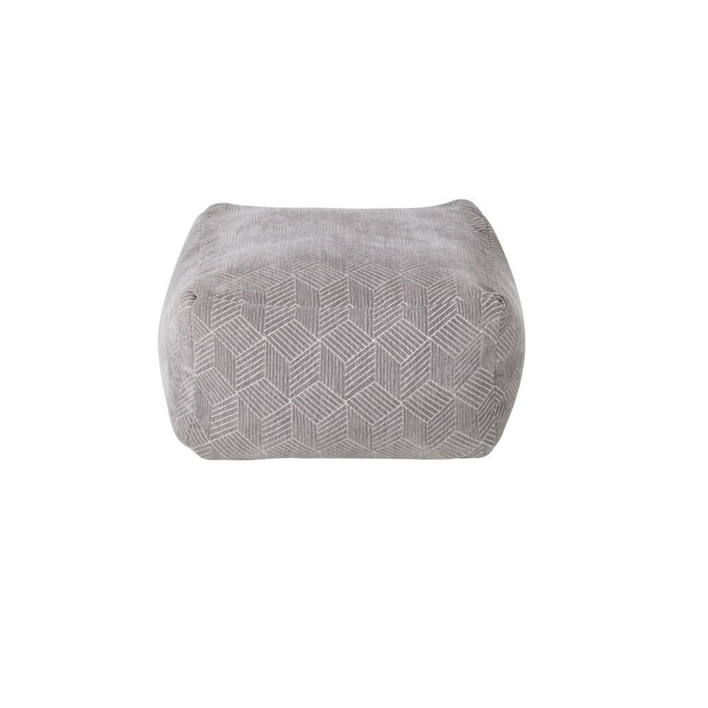 Pouf gris à motifs graphiques Pouf gris à motifs graphiques