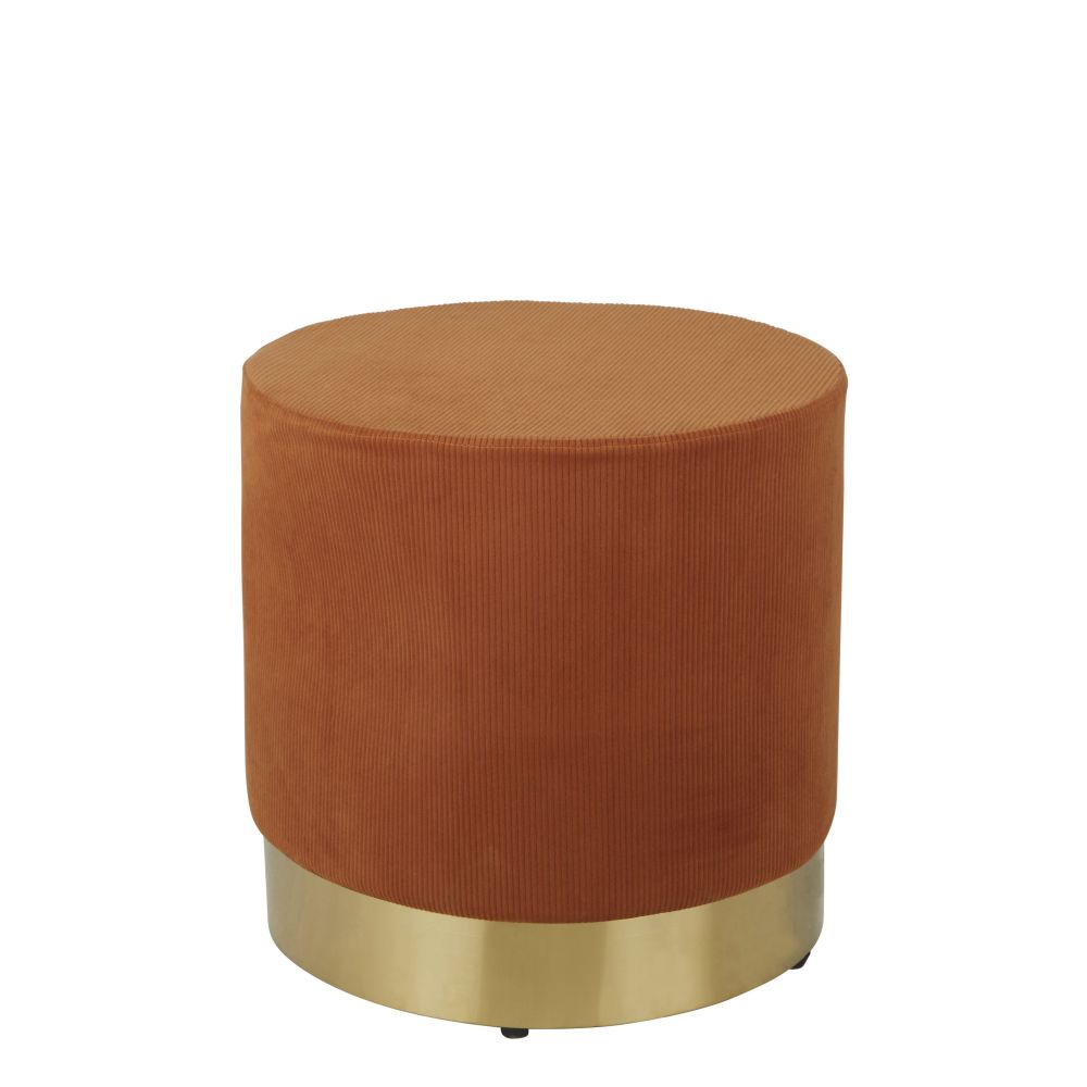 Pouf orange et métal doré Pouf orange et métal doré