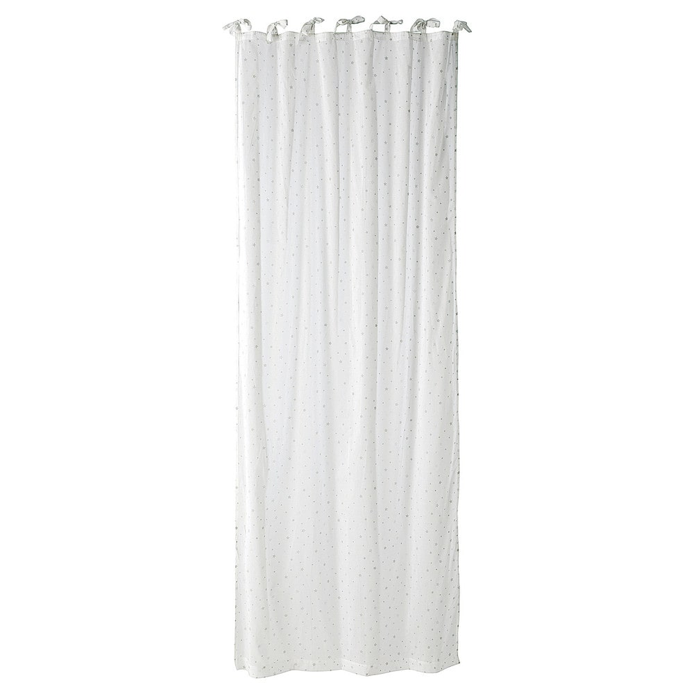 Rideau à nouettes en coton blanc à l'unité 102x250 (photo) Rideau à nouettes en coton blanc à l'unité 102x250
