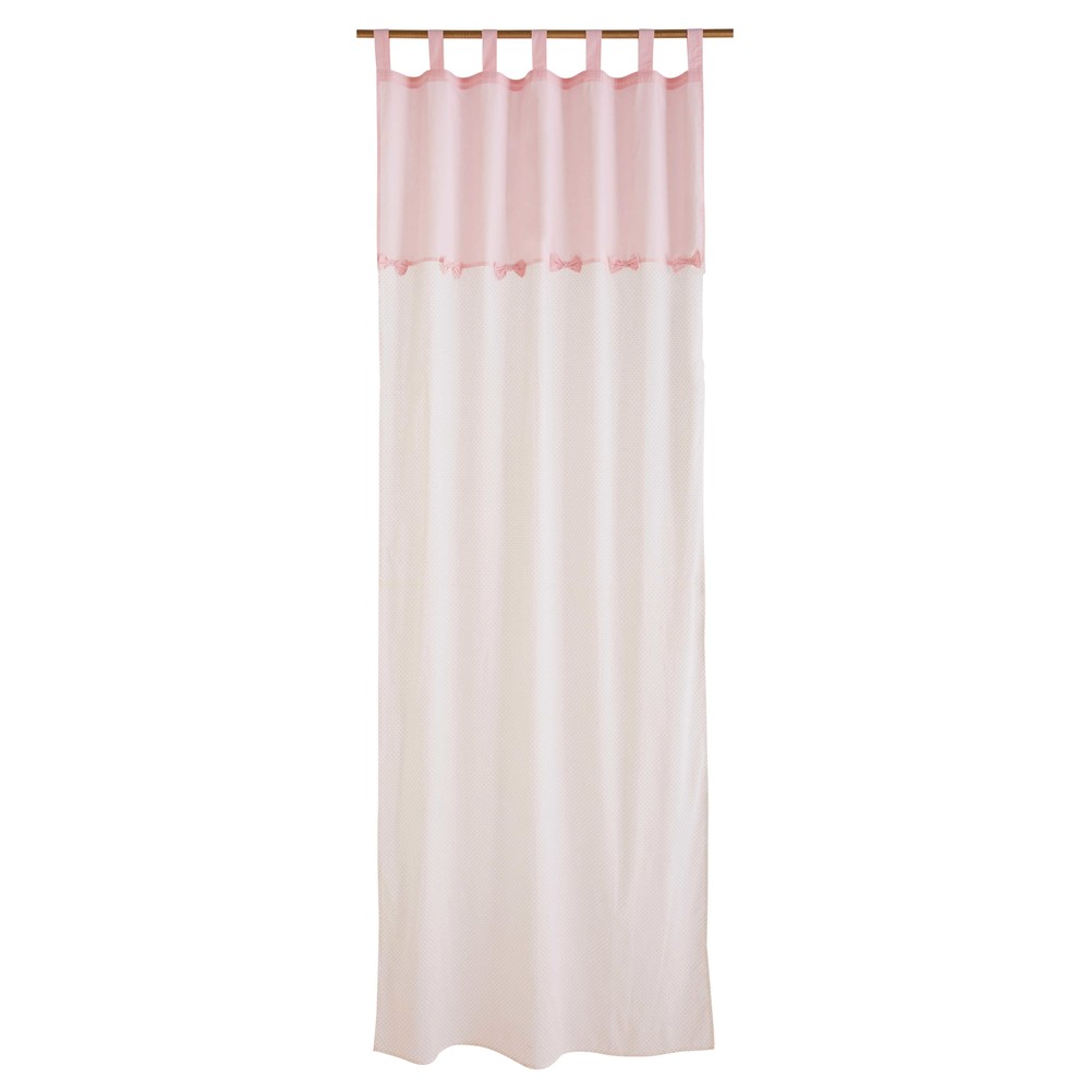 Rideau en coton blanc et rose à l'unité 110x250 (photo) Rideau en coton blanc et rose à l'unité 110x250