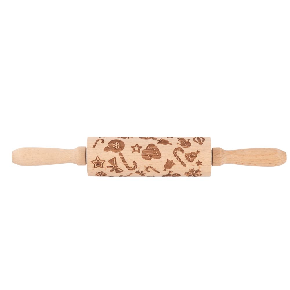 Rouleau à pâtisserie de Noël en hêtre Rouleau à pâtisserie de Noël en hêtre