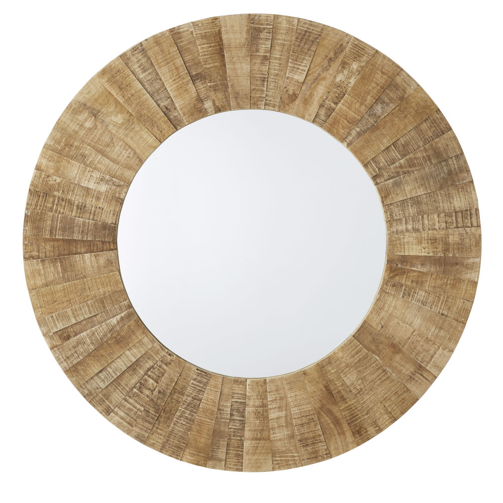 Runder Spiegel aus recyceltem Holz D120