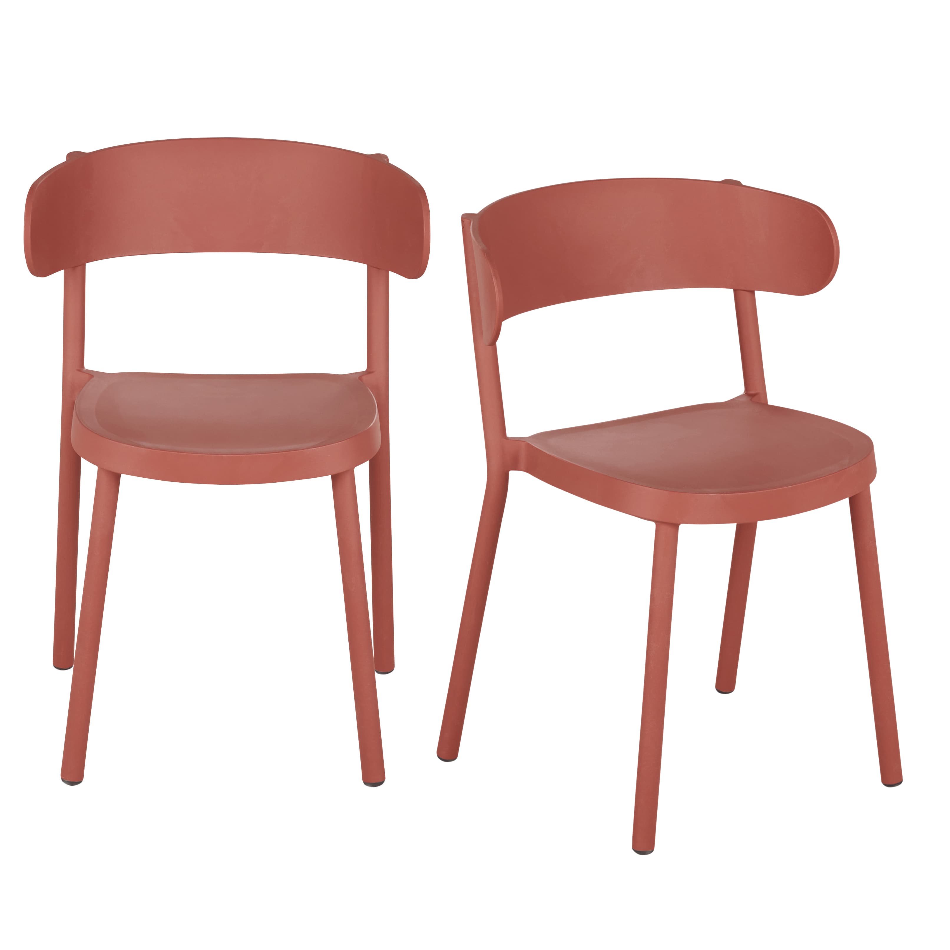 Sedia da giardino professionale color terracotta (x2) - Modello Contemporaneo - Rosso - Pvc e sintetico - Maisons du Monde