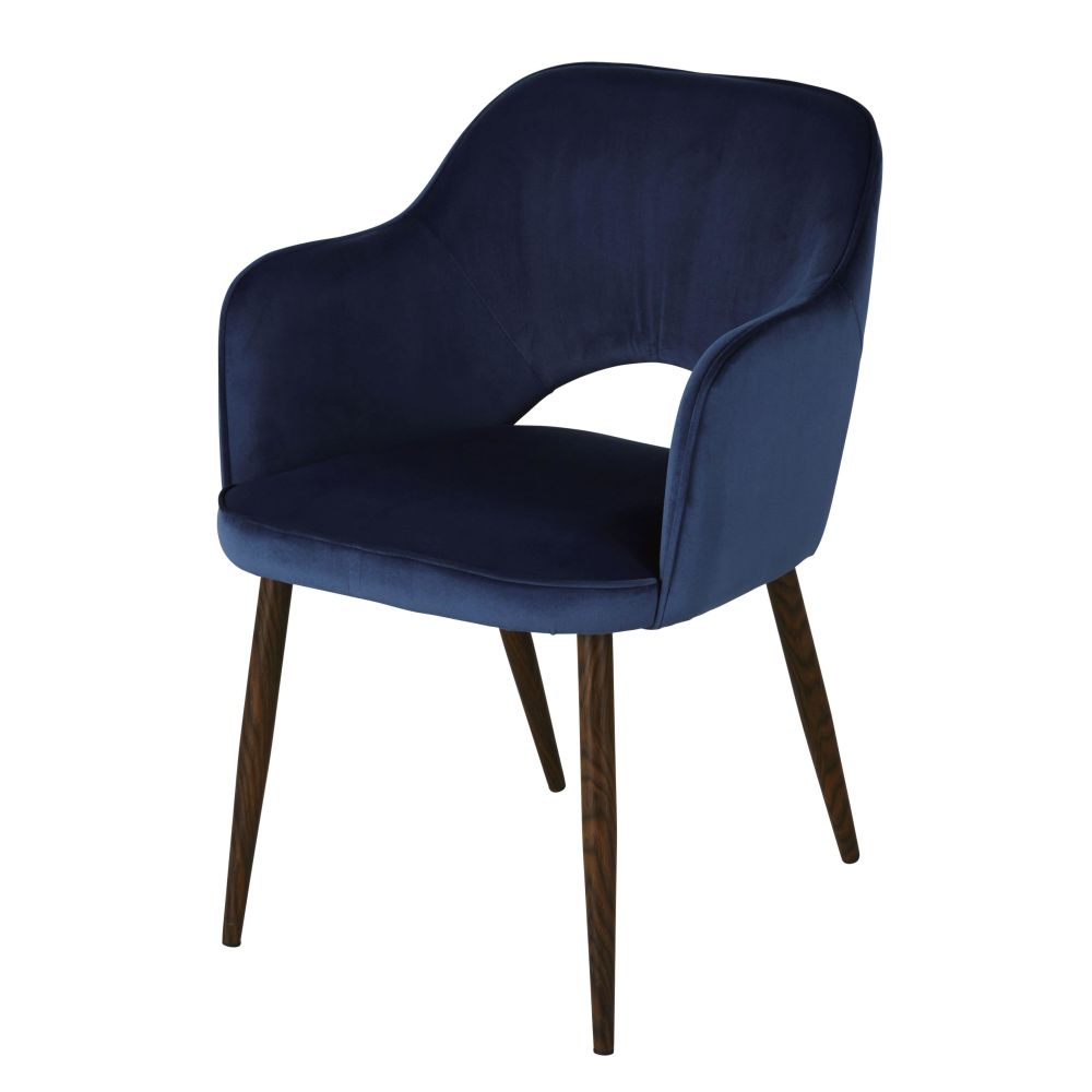 Sedia da pranzo professionale in velluto blu notte - Modello Contemporaneo - Velluto - Maisons du Monde