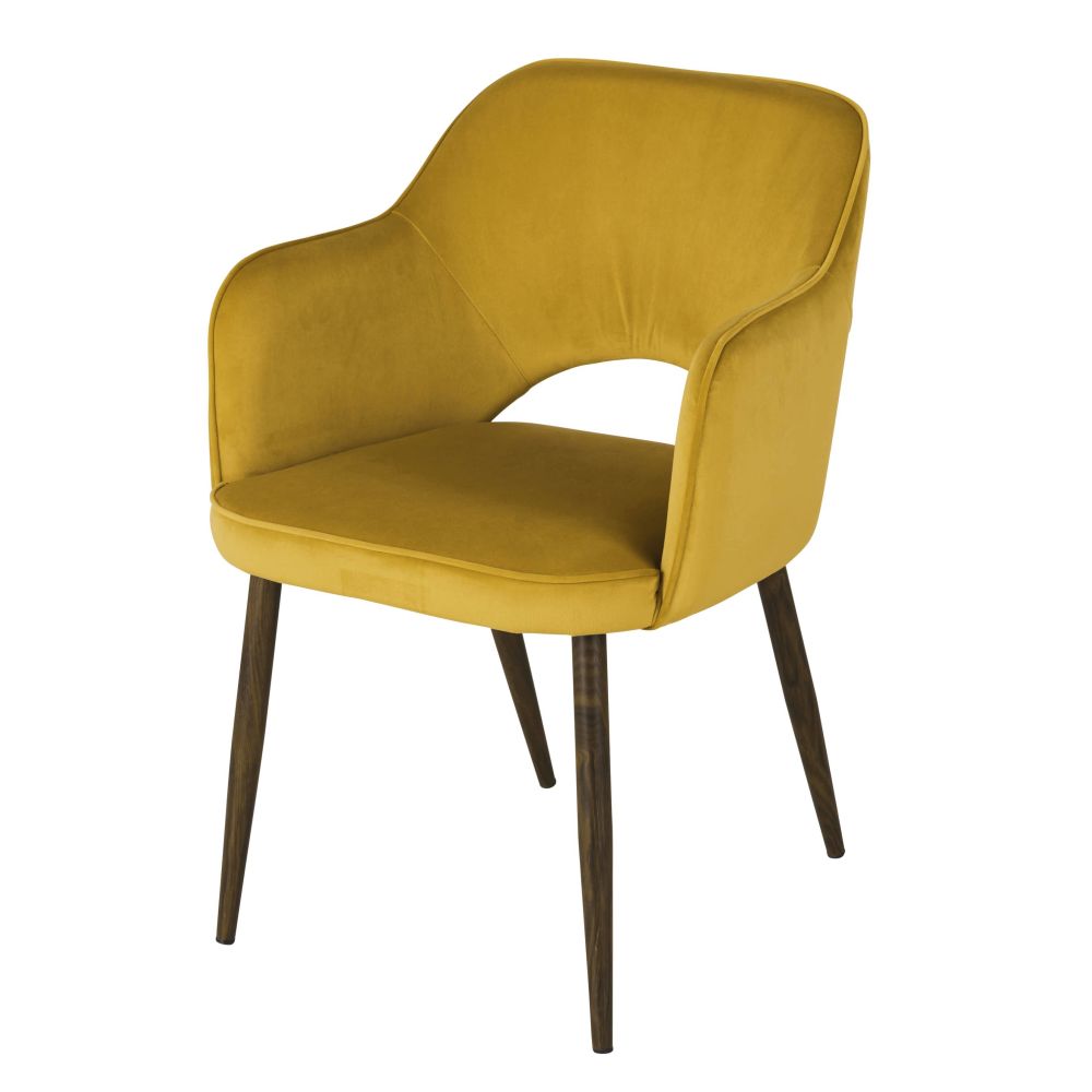 Sedia da pranzo professionale in velluto ocra - Modello Contemporaneo - Velluto - Maisons du Monde