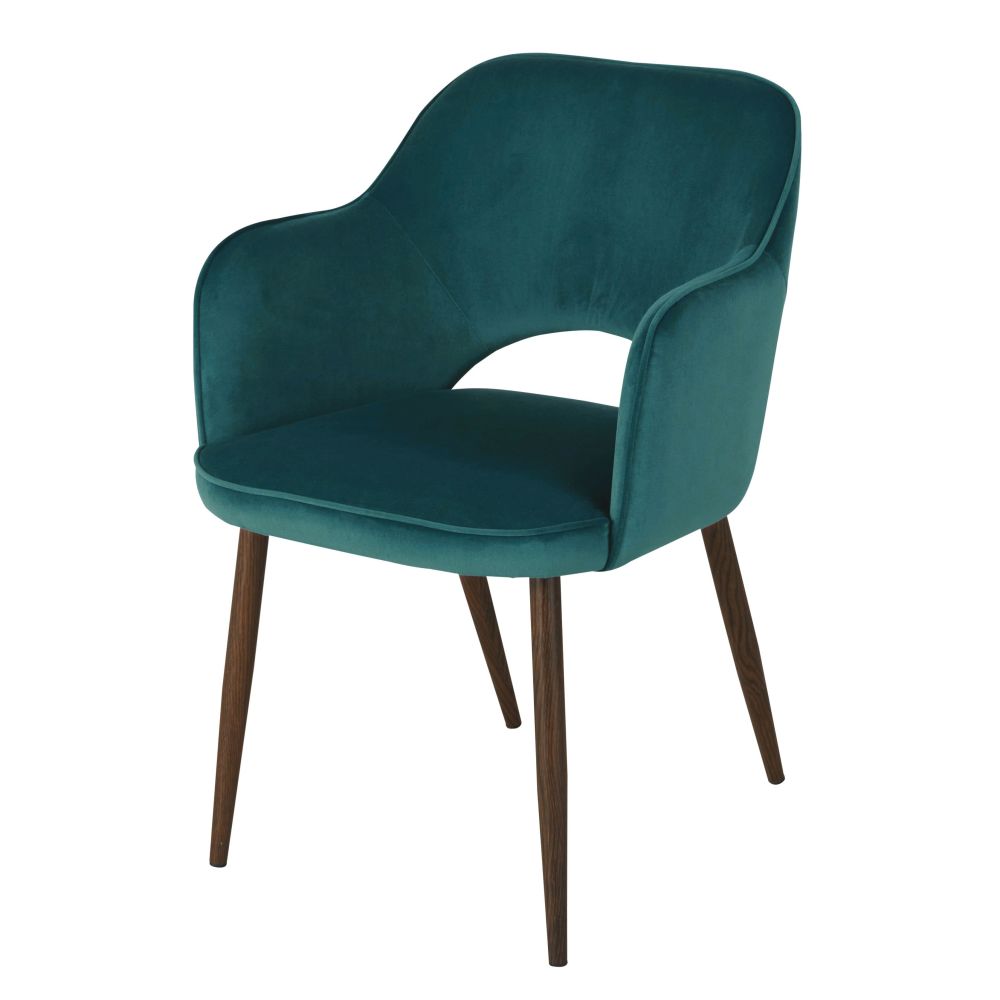 Sedia da pranzo professionale in velluto verde botanico - Modello Contemporaneo - Velluto - Maisons du Monde