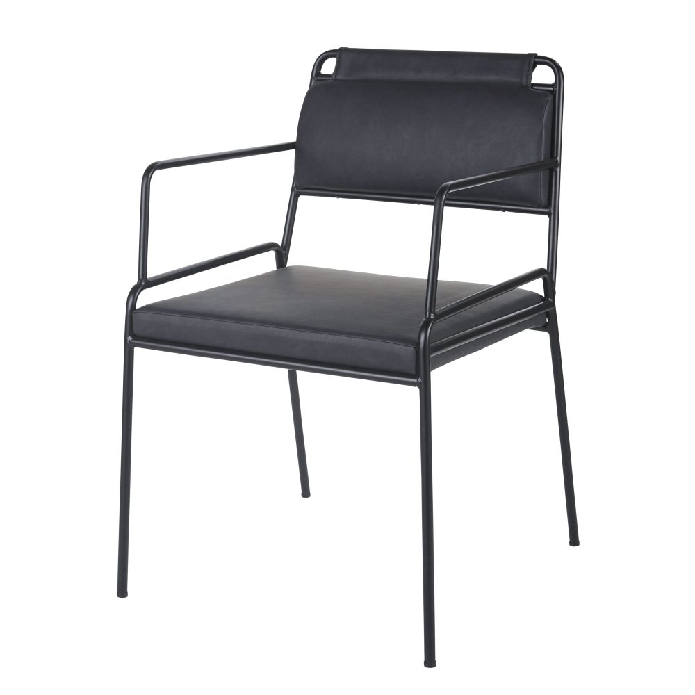 Sedia professionale con braccioli nera - Modello Contemporaneo - Nero - - Metallo - Maisons du Monde