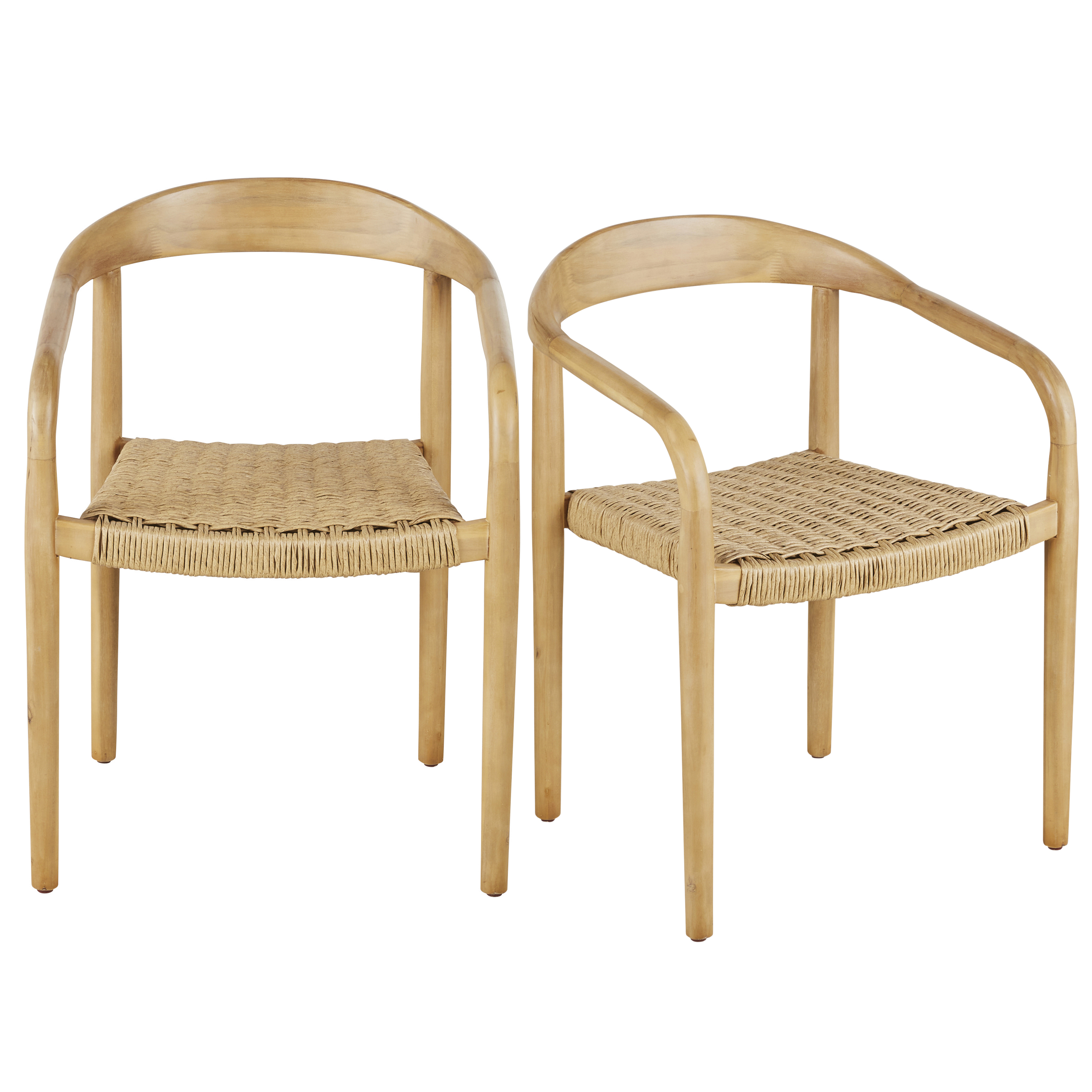 Sedie da pranzo da giardino professionali in legno di acacia e resina intrecciata riciclata beige (x2) - Modello In riva al mare - Resina - Maisons du