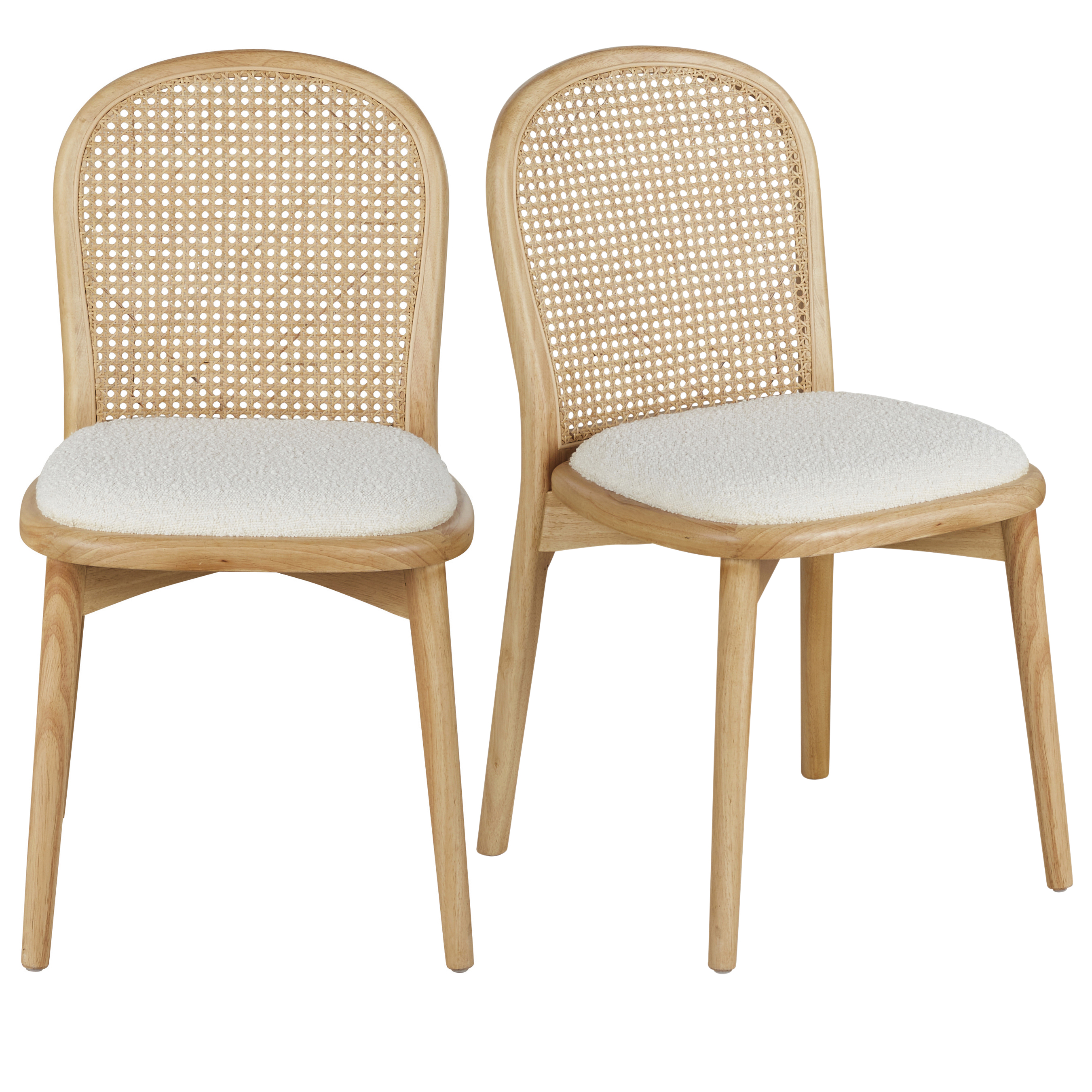 Sedie in tessuto écru effetto lana bouclé (x2) - Modello Contemporaneo - Bianco - Vimini - Maisons du Monde