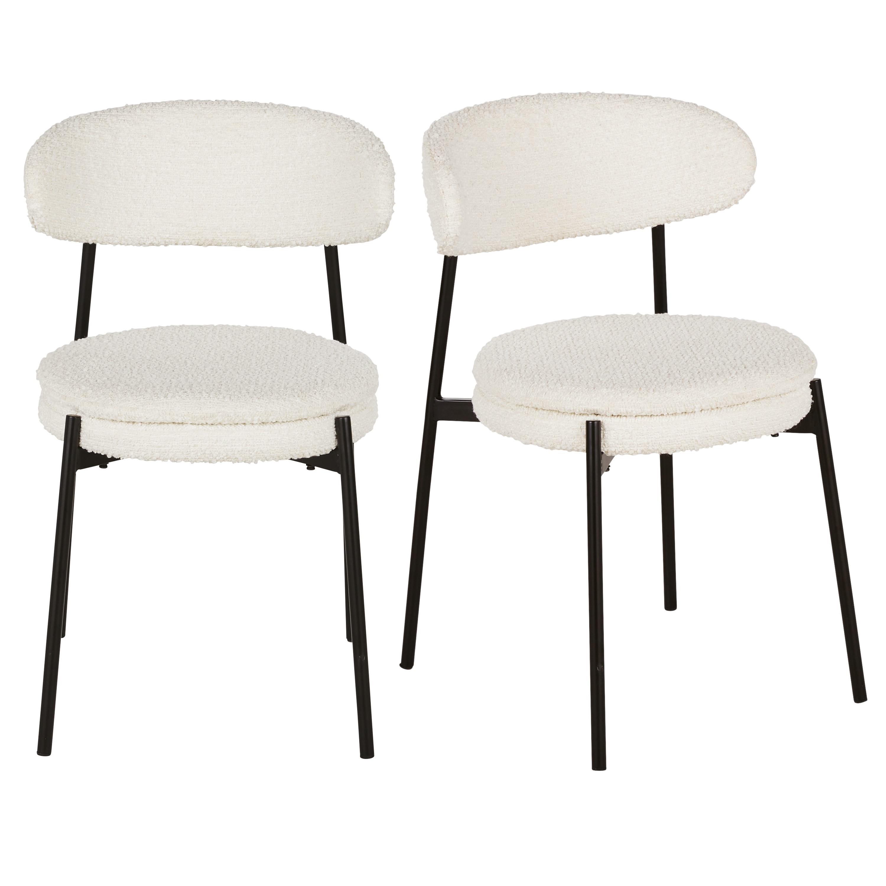 Sedie professionali in metallo nero e tessuto écru effetto lana bouclé (x2) - Modello Contemporaneo - Metallo - Maisons du Monde