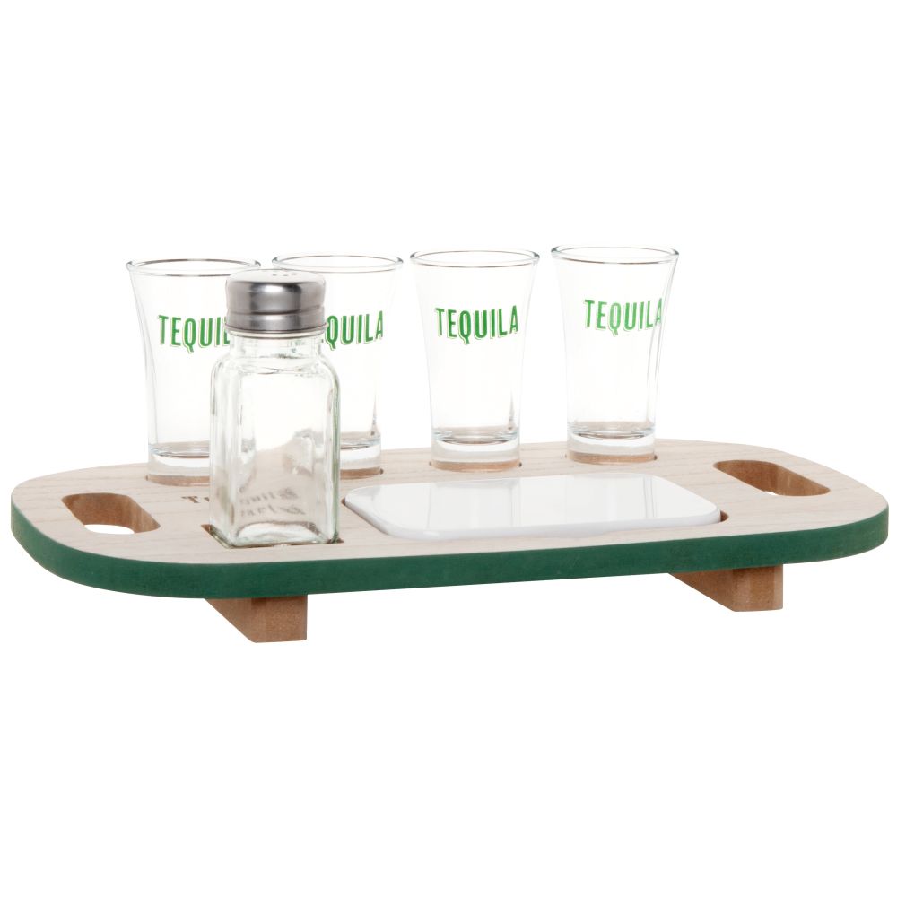 Service à tequila verres à shot en verre (x4) avec planche et salière