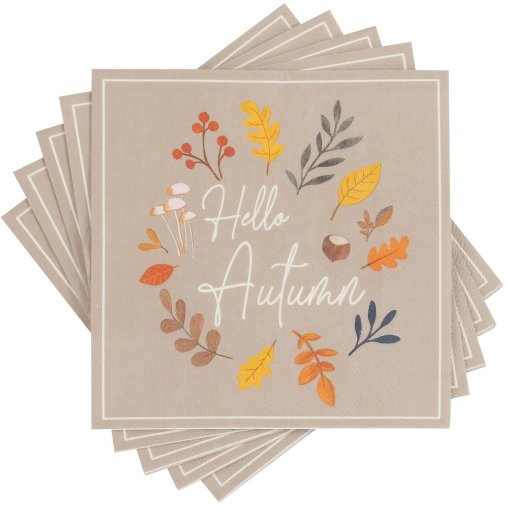 Serviette en papier à dessin feuilles d'automne (x20)