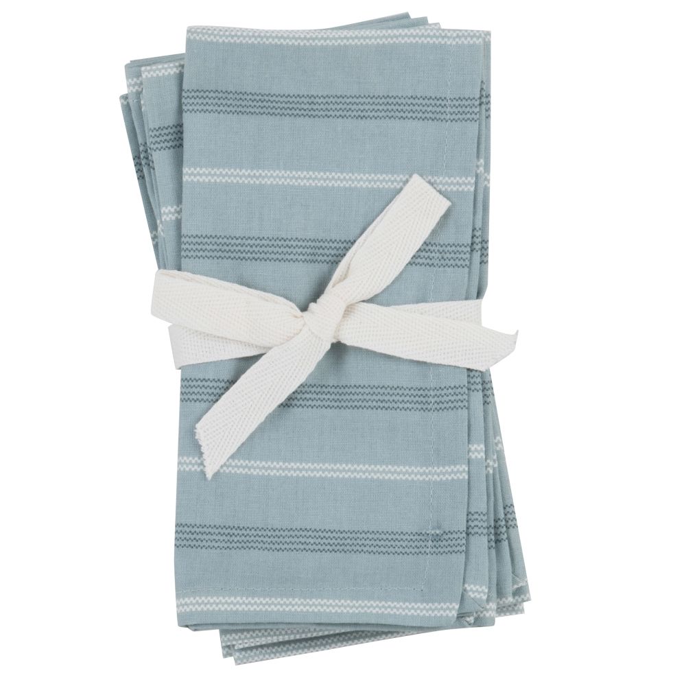 Serviettes en coton à rayures bleues et blanches (x4) 42x42