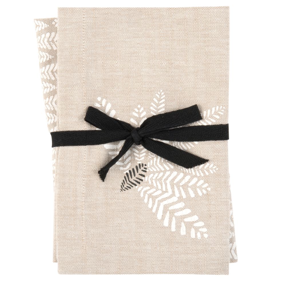 Serviettes en coton bio beige et écru (x2)