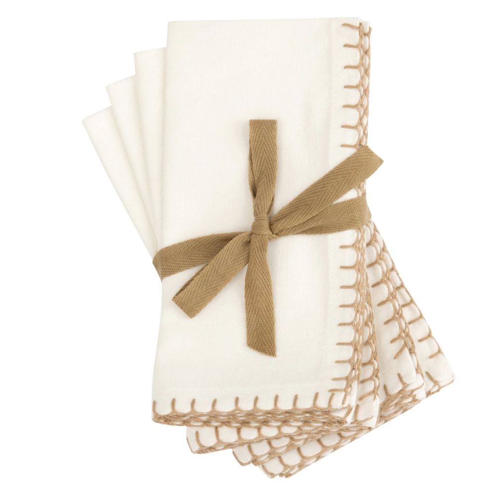 Serviettes en coton bio blanc 40x40 (x4) Serviettes en coton bio blanc 40x40 (x4)