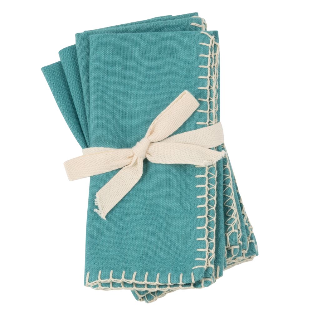 Serviettes en coton bio bleu clair 40x40 (x4)