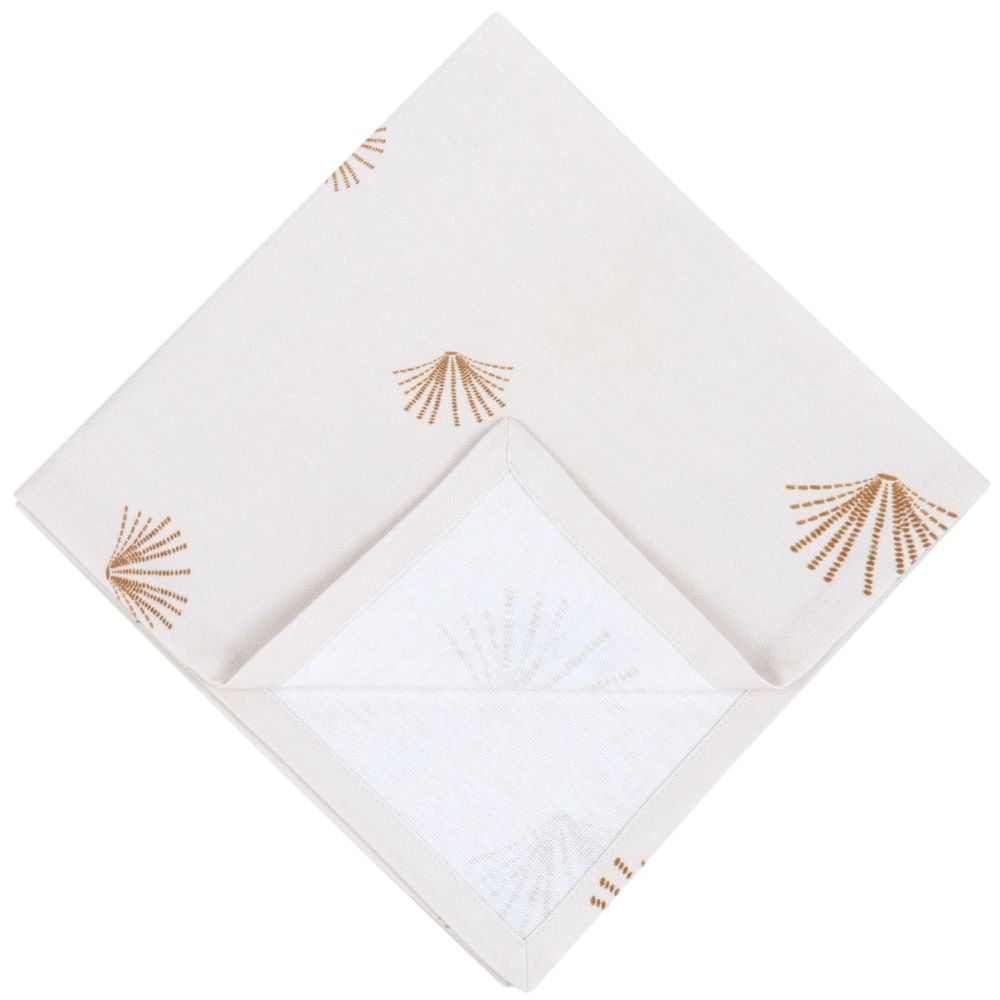 Serviettes en coton écru et jaune 40x40 (x4) (photo) Serviettes en coton écru et jaune 40x40 (x4)