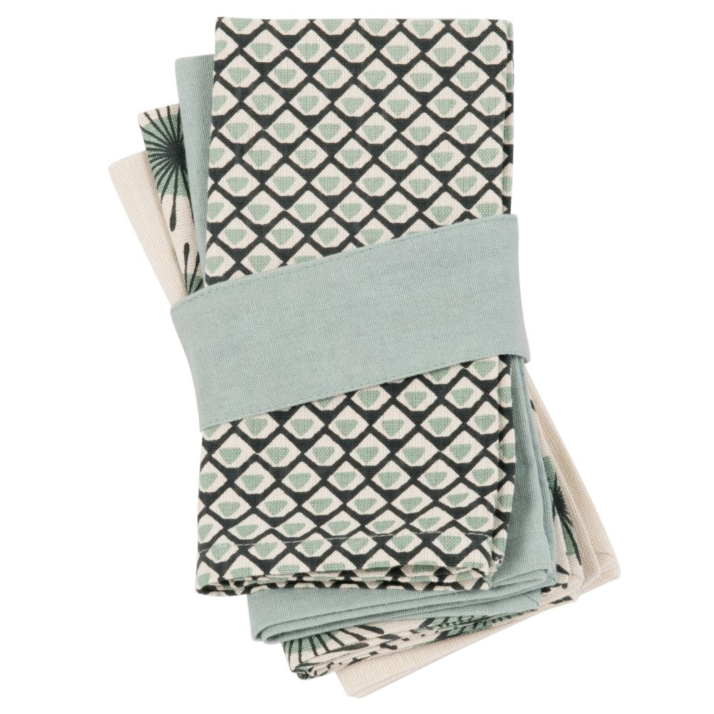 Serviettes en coton motifs à carreaux (x4) (photo) Serviettes en coton motifs à carreaux (x4)
