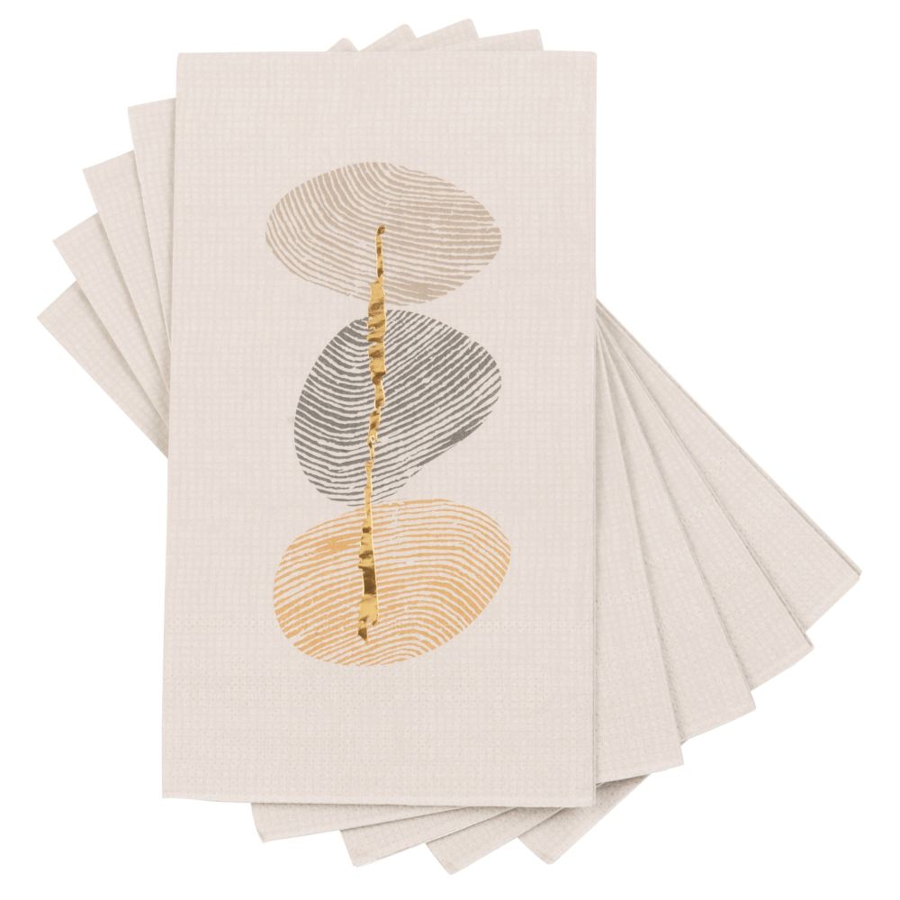 Serviettes en papier beige imprimé empreintes digitales multicolores (x12) Serviettes en papier beige imprimé empreintes digitales multicolores (x12)