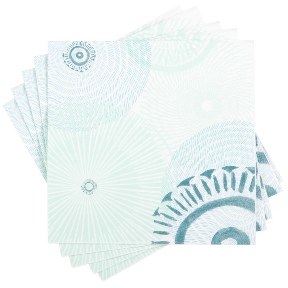 Serviettes en papier bleu à motifs (x20)