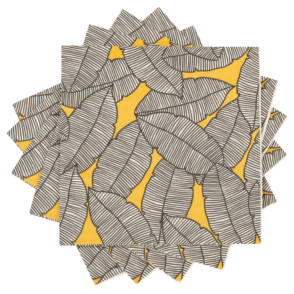 Serviettes en papier imprimé feuilles (x20) (photo) Serviettes en papier imprimé feuilles (x20)