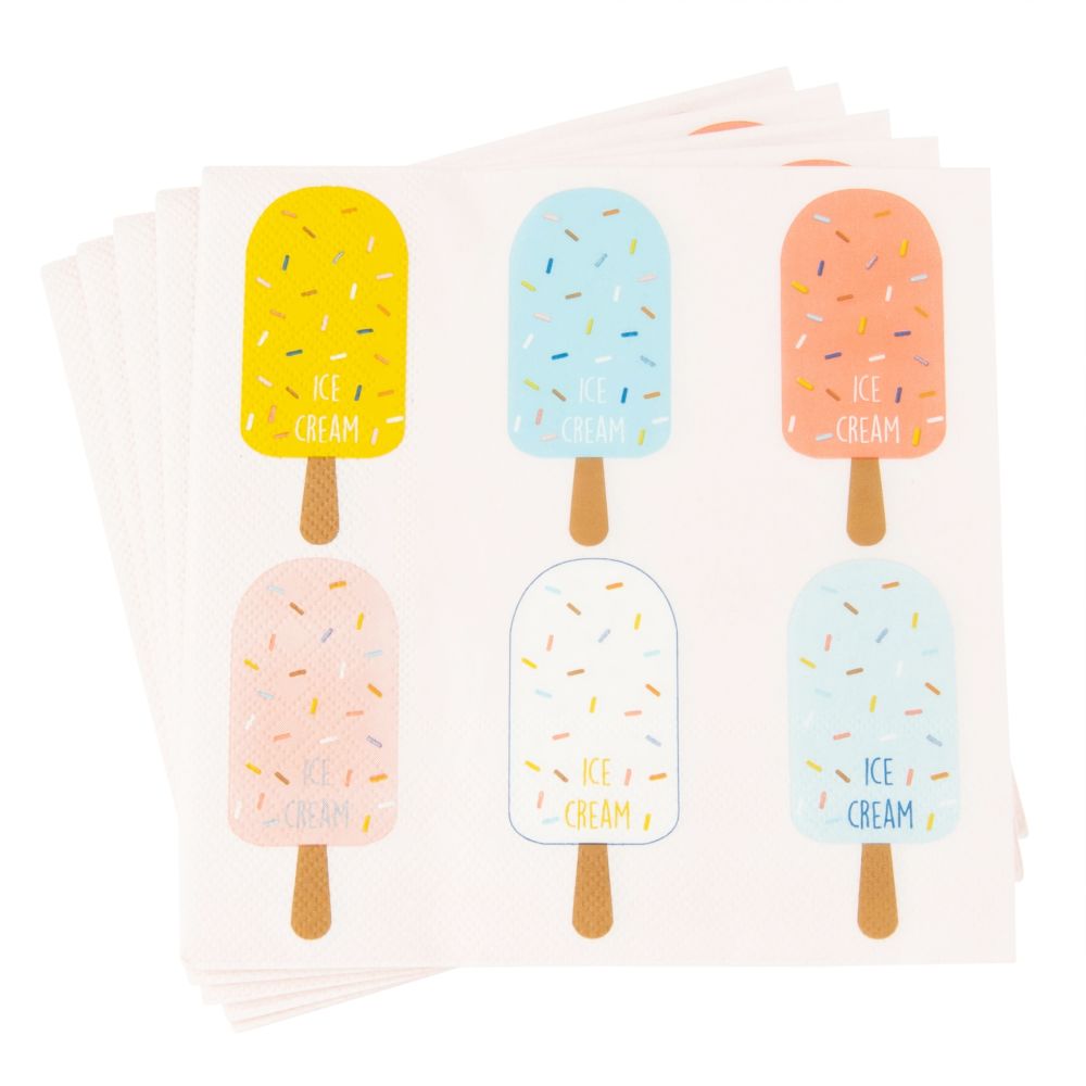 Serviettes en papier imprimé glaces (photo) Serviettes en papier imprimé glaces