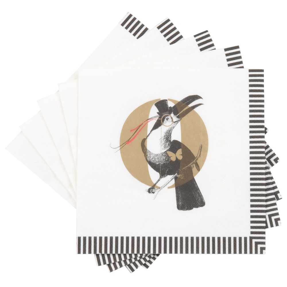 Serviettes en papier imprimé oiseau (x20) Serviettes en papier imprimé oiseau (x20)