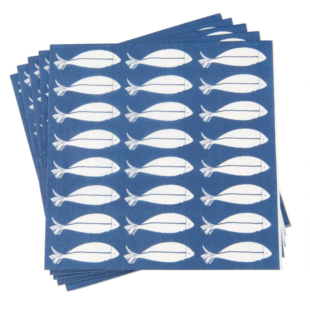 Serviettes en papier imprimé poissons (photo) Serviettes en papier imprimé poissons